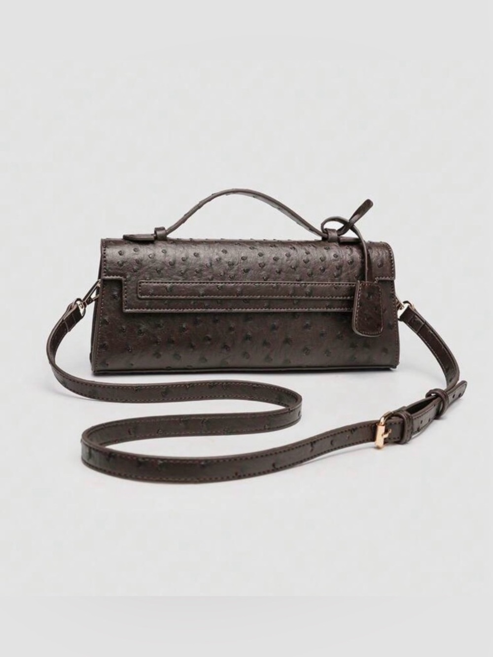 Women's Dark Brown Textured Top-Handle Crossbody Bag